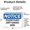 Signmission Please Place Dirty Dishes Here, 5 in W x Rectangle, Vinyl Decal OS-2PACK-NS-D-35-L-17552 - alternate 3